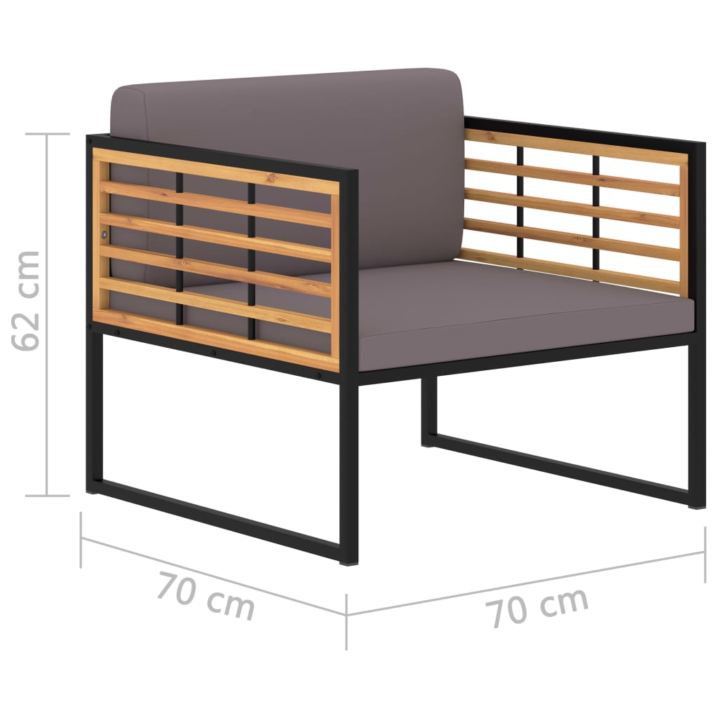 Garden Chairs with Cushions 2 pcs Solid Acacia Wood Dark Grey