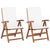 Reclining Garden Chairs with Cushions 2 pcs Solid Teak Wood Cream