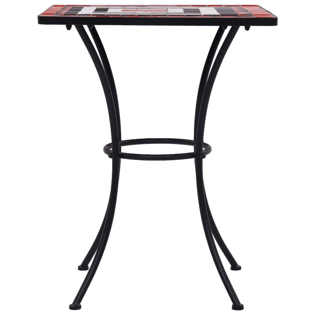 3 Piece Mosaic Bistro Set Ceramic Tile Terracotta and White