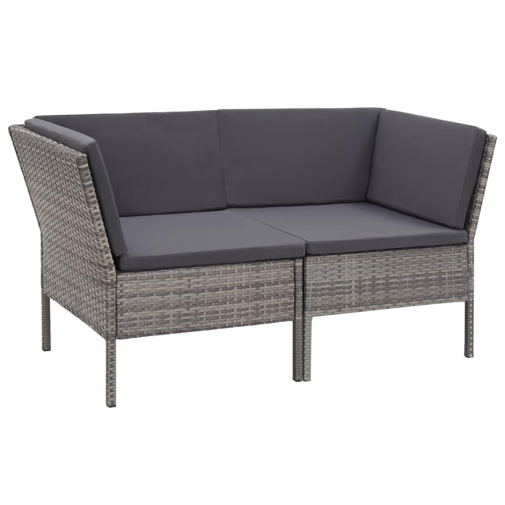 8 Piece Garden Lounge Set with Cushions Poly Rattan Grey