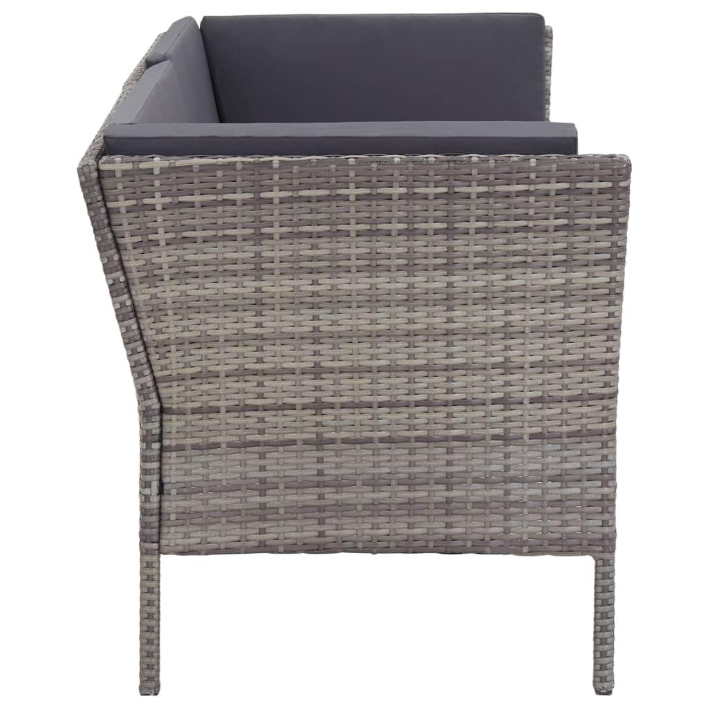 8 Piece Garden Lounge Set with Cushions Poly Rattan Grey
