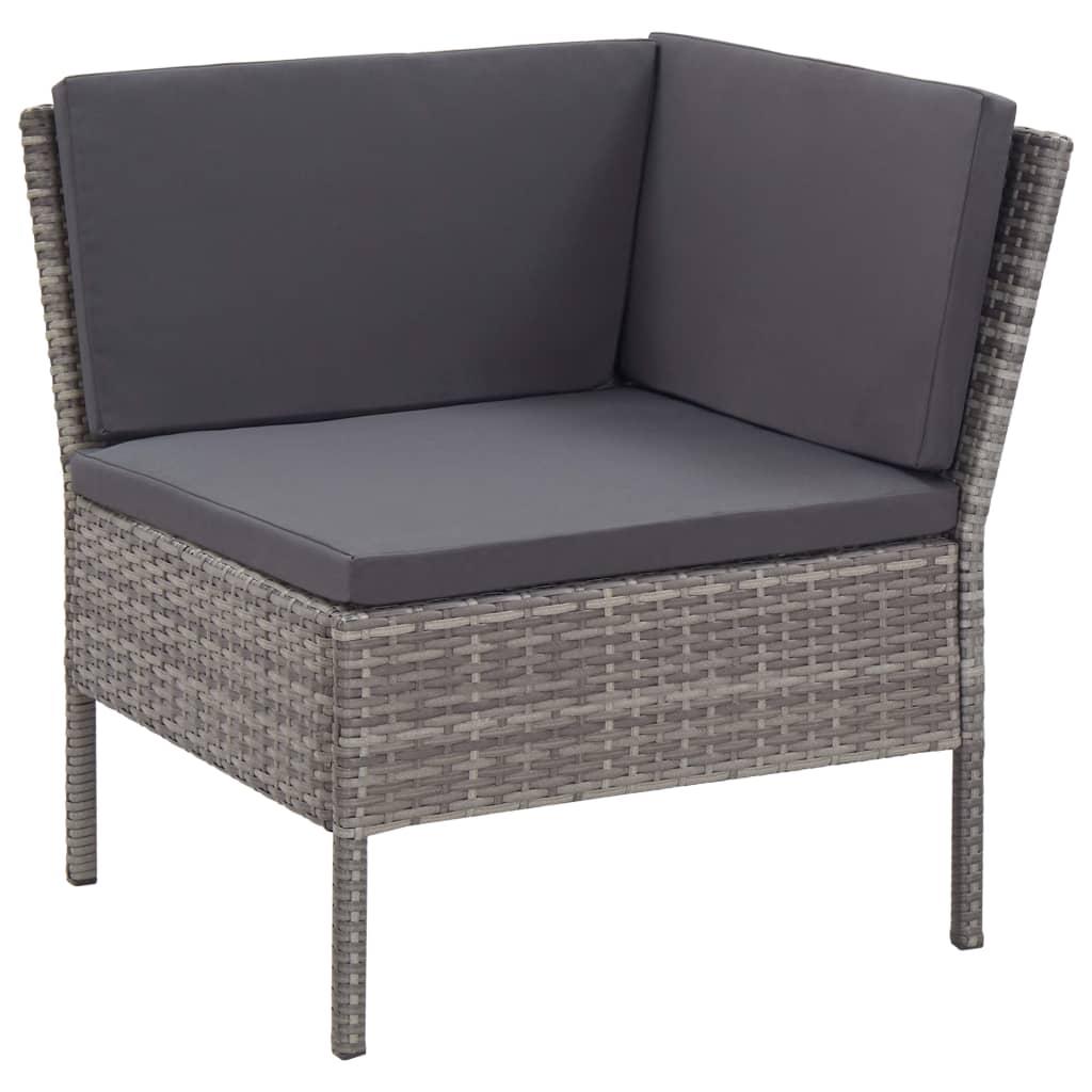 8 Piece Garden Lounge Set with Cushions Poly Rattan Grey