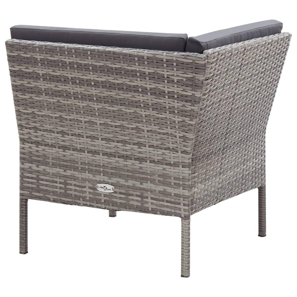 8 Piece Garden Lounge Set with Cushions Poly Rattan Grey