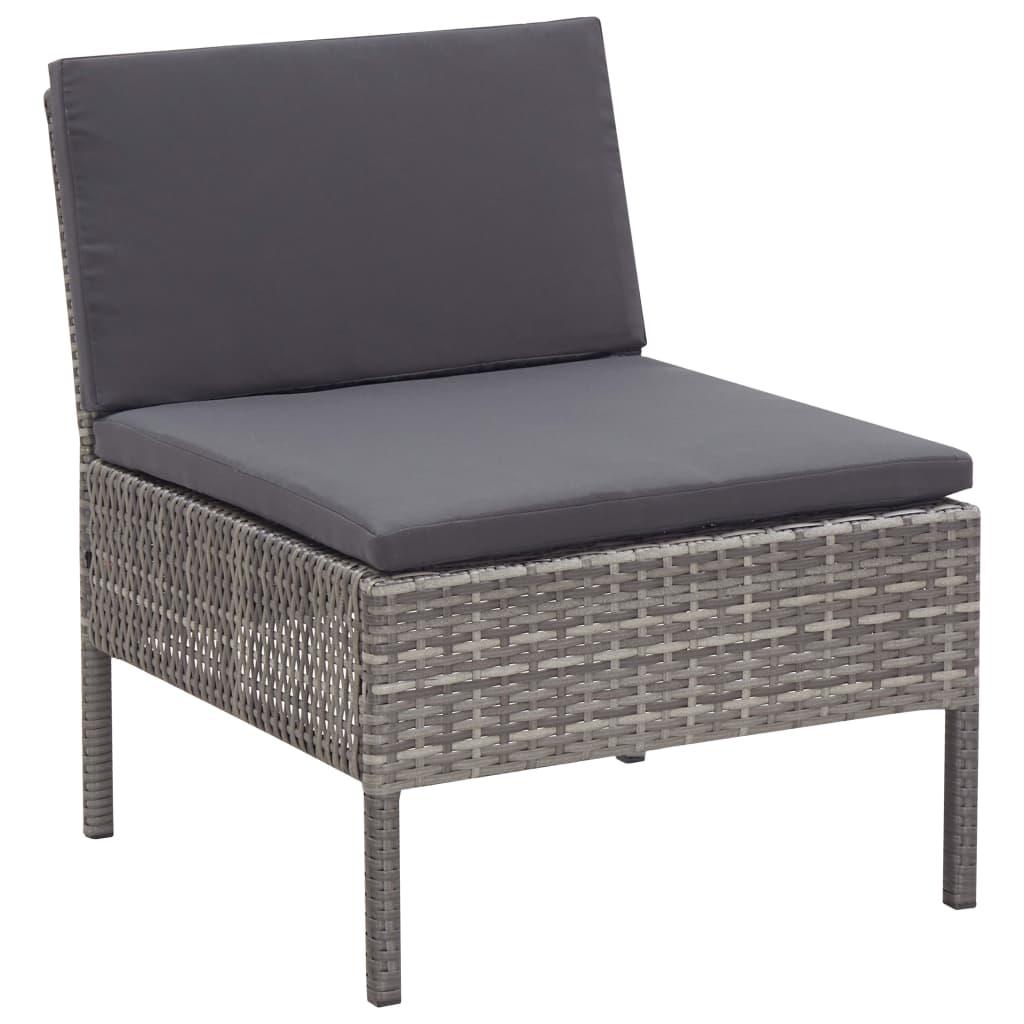 8 Piece Garden Lounge Set with Cushions Poly Rattan Grey