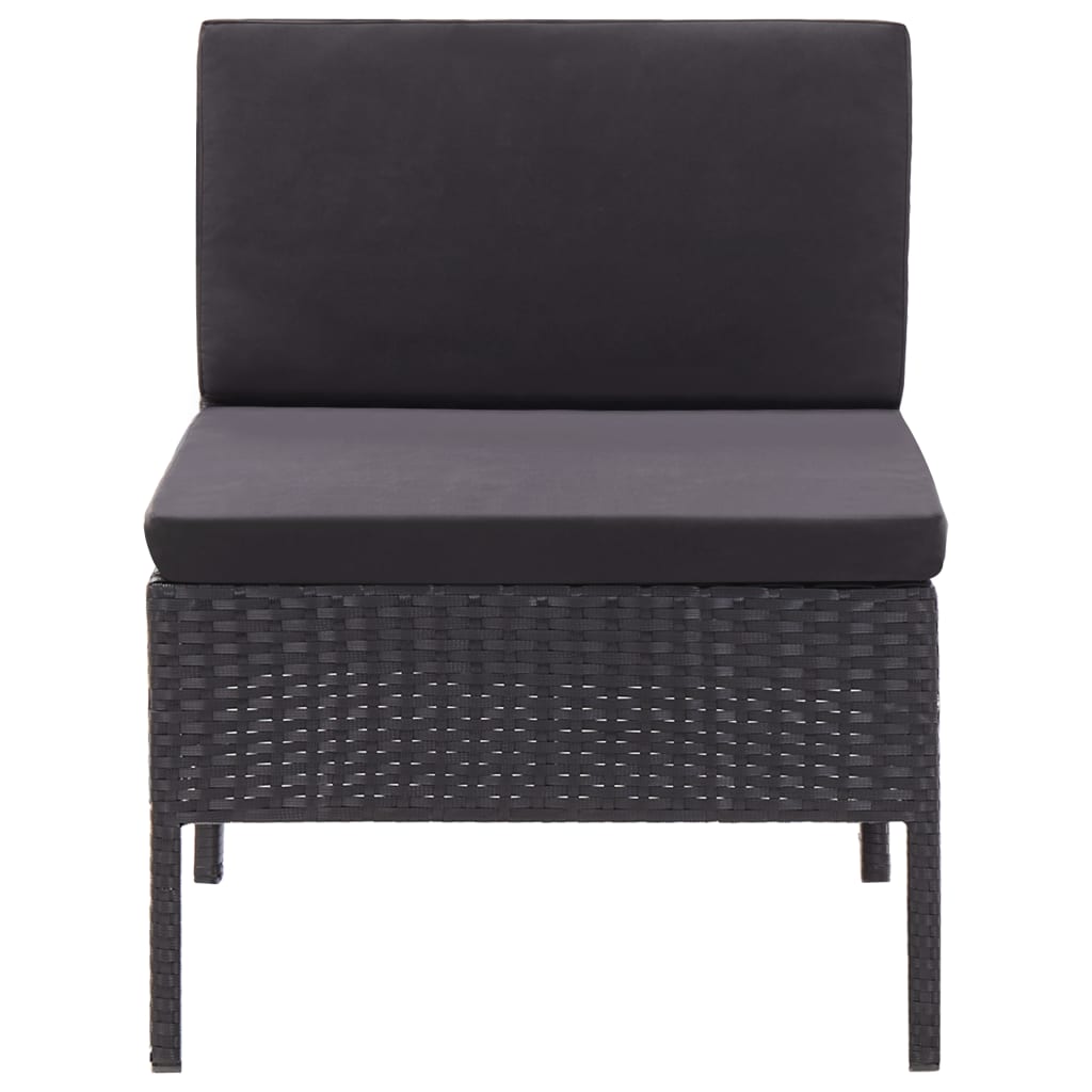 3 Piece Garden Lounge Set with Cushions Poly Rattan Black