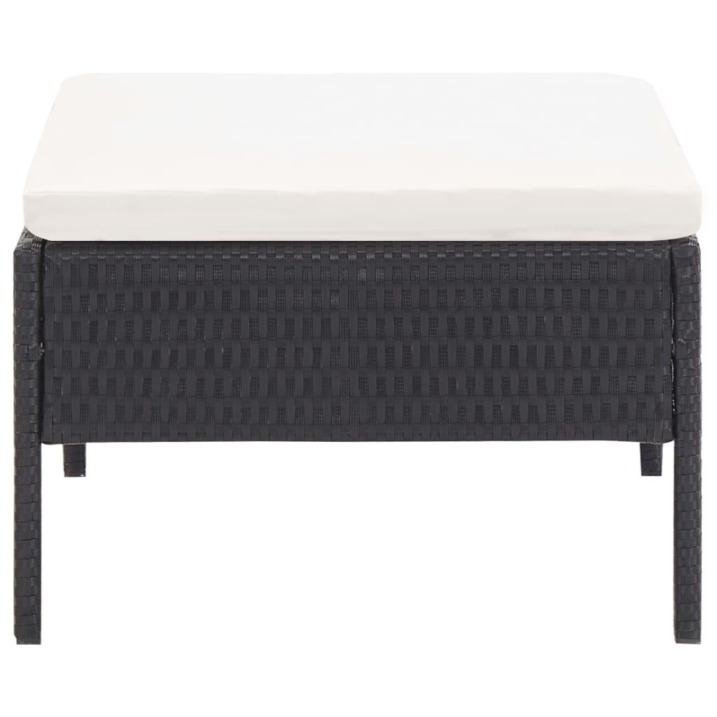 3 Piece Garden Lounge Set with Cushions Poly Rattan Black