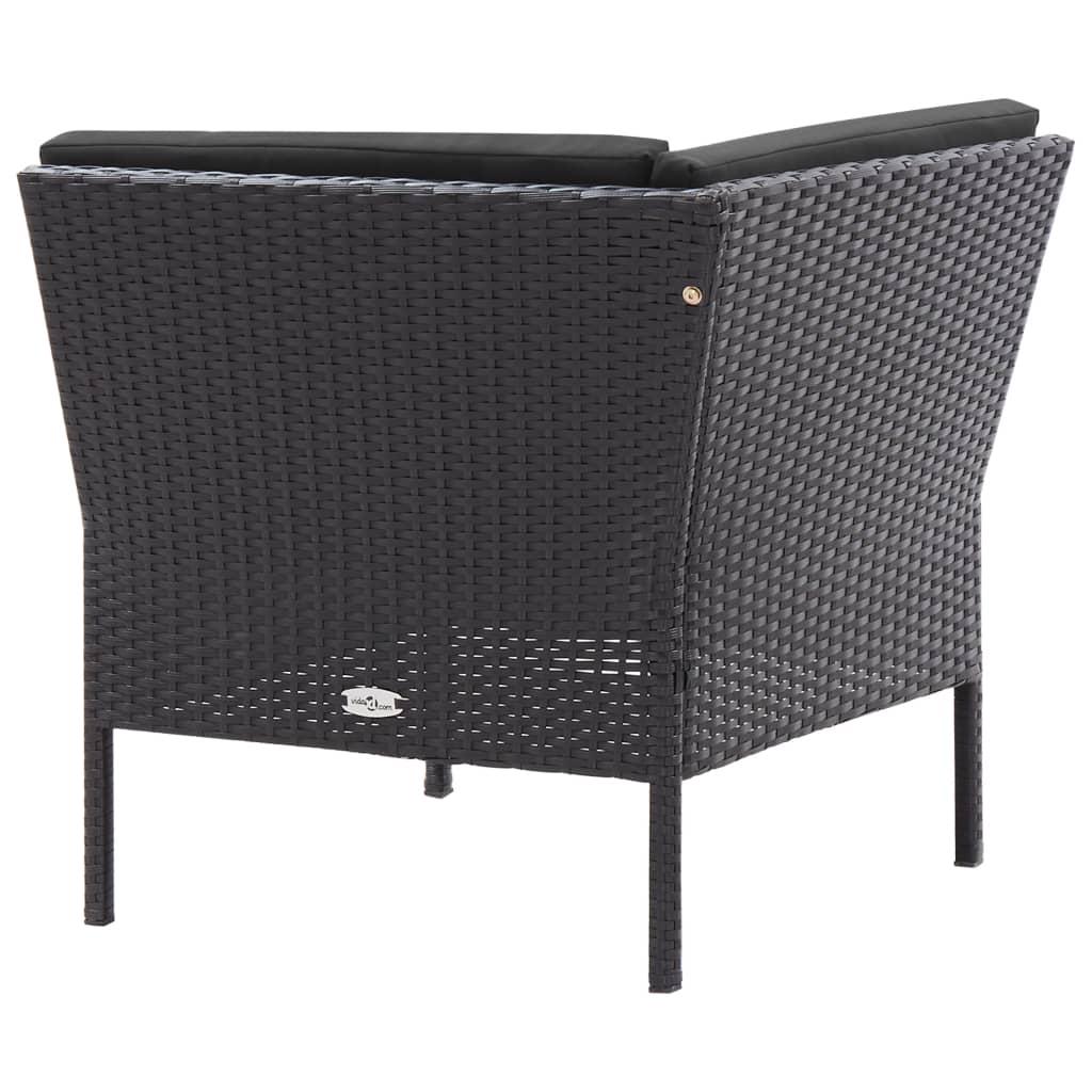 3 Piece Garden Lounge Set with Cushions Poly Rattan Black