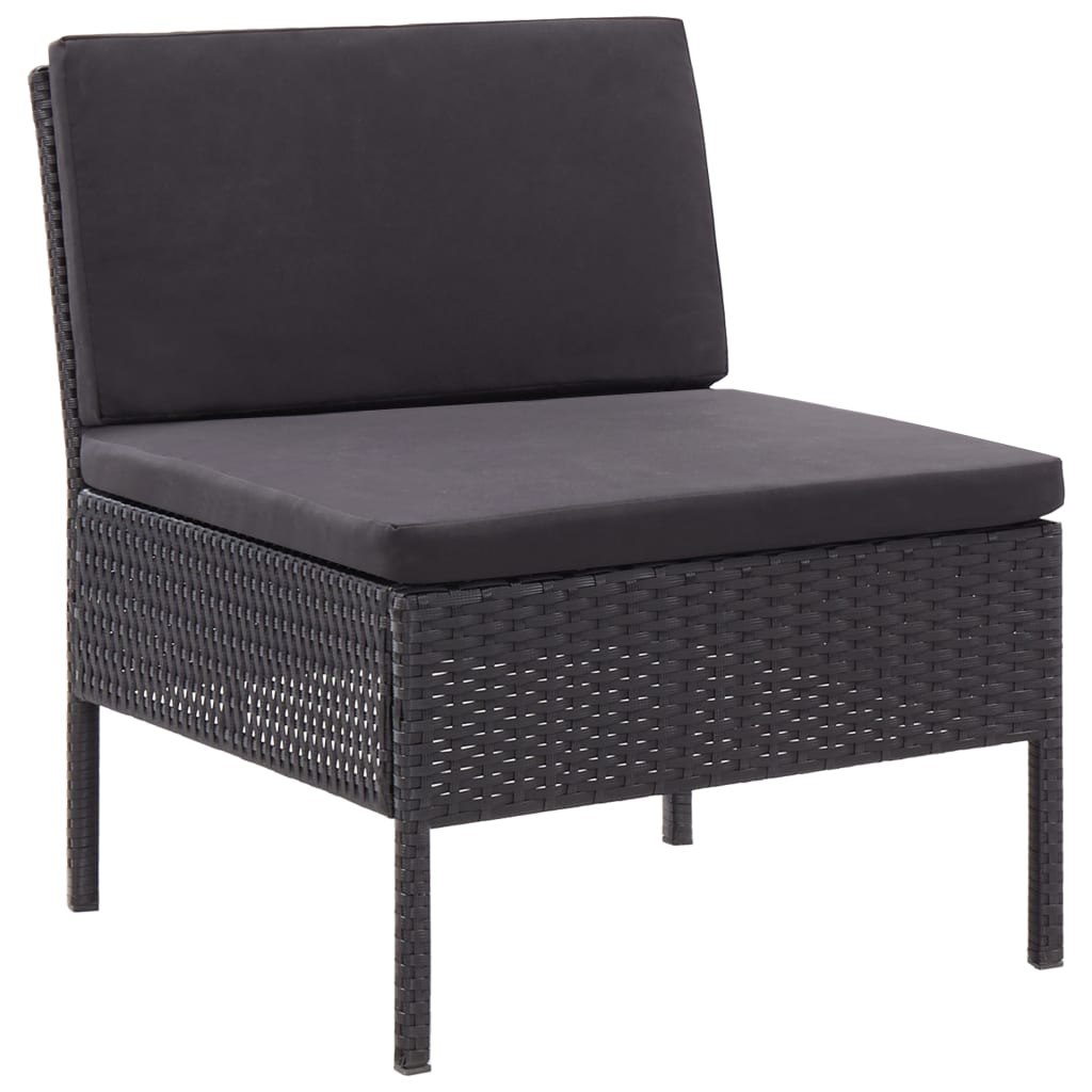 3 Piece Garden Lounge Set with Cushions Poly Rattan Black