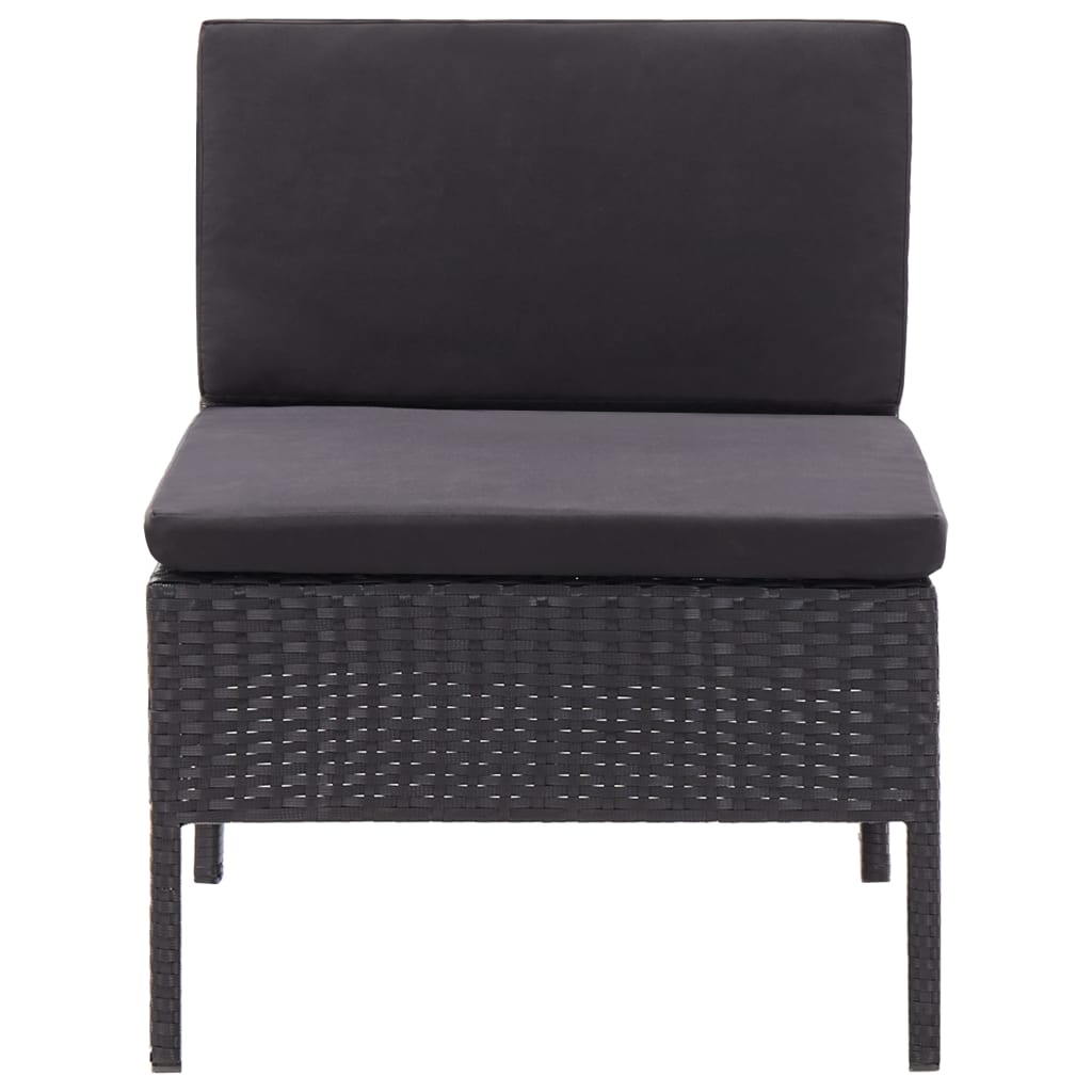 3 Piece Garden Lounge Set with Cushions Poly Rattan Black