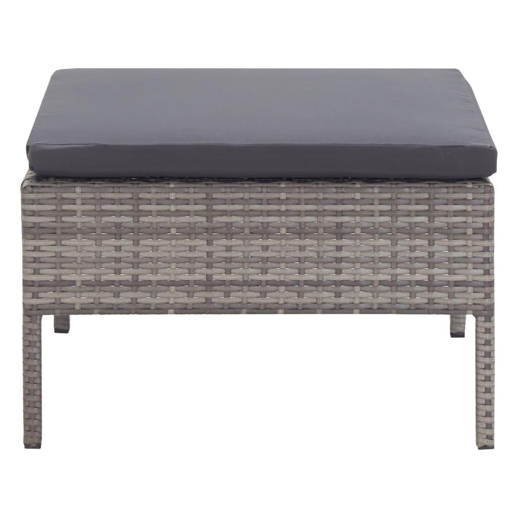3 Piece Garden Lounge Set with Cushions Poly Rattan Grey
