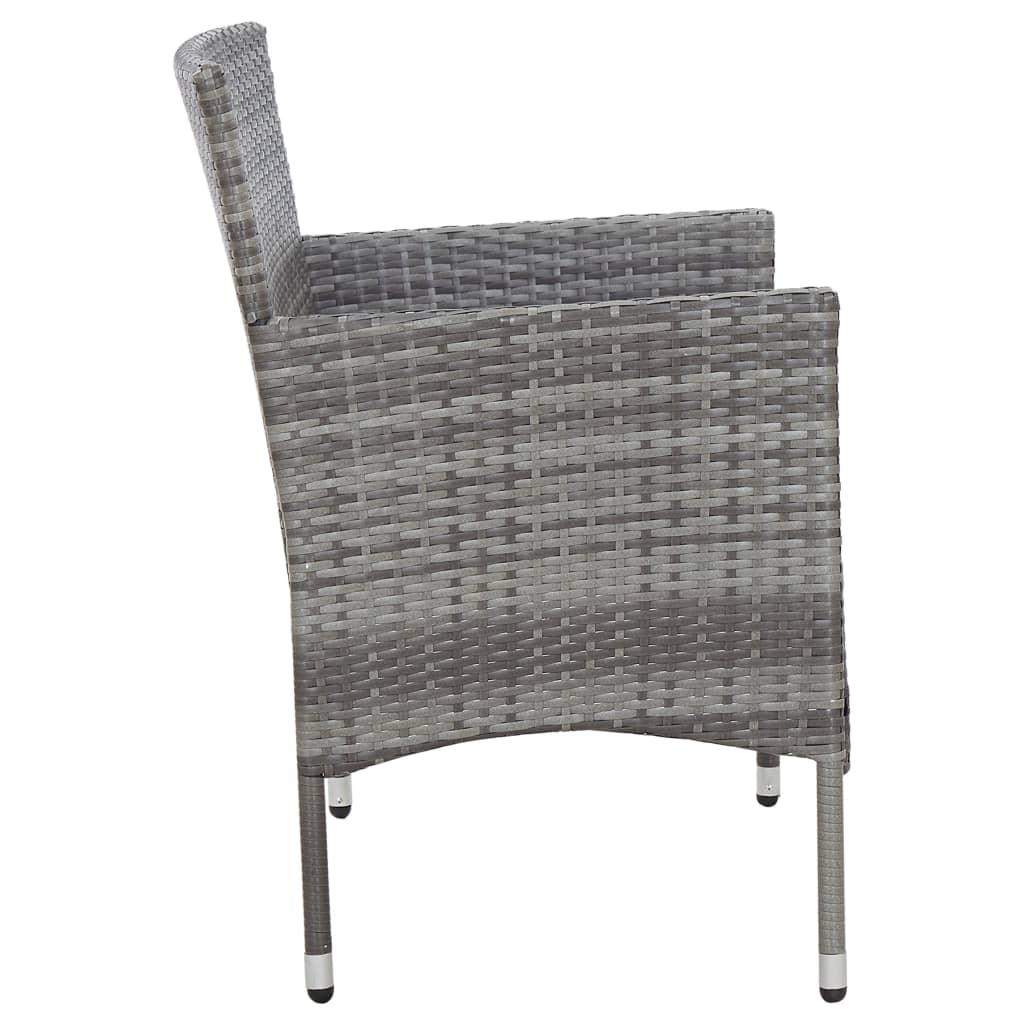 4 Piece Garden Lounge Set with Cushions Poly Rattan Grey