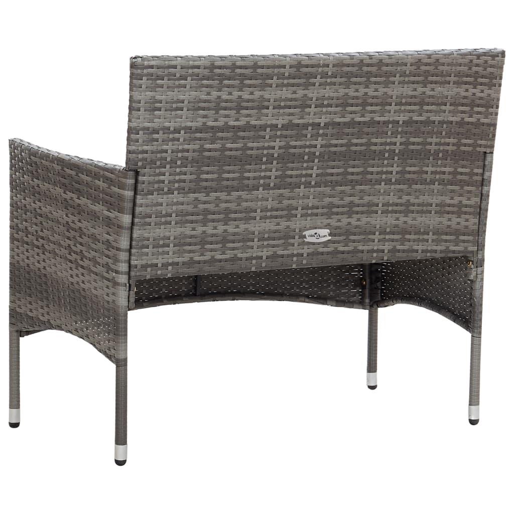 4 Piece Garden Lounge Set with Cushions Poly Rattan Grey