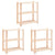 3-Tier Storage Racks 3 pcs 80x38x90 cm Solid Wood Pine 150 kg