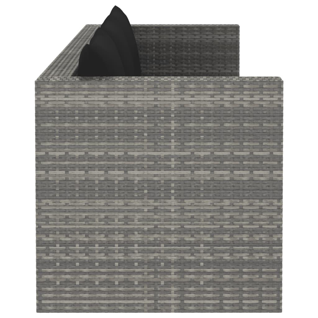 3 Piece Garden Lounge Set with Cushions Poly Rattan Grey