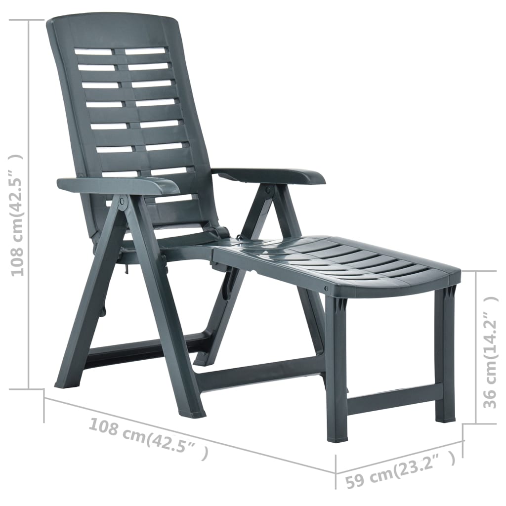Folding Sun Lounger Plastic Green