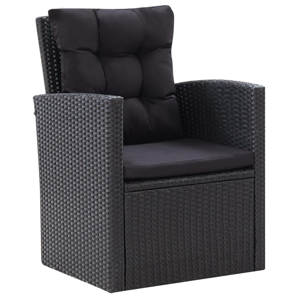 6 Piece Garden Lounge Set with Cushions Poly Rattan Black