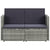 2 Seater Garden Sofa with Cushions Grey Poly Rattan