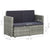 2 Seater Garden Sofa with Cushions Grey Poly Rattan