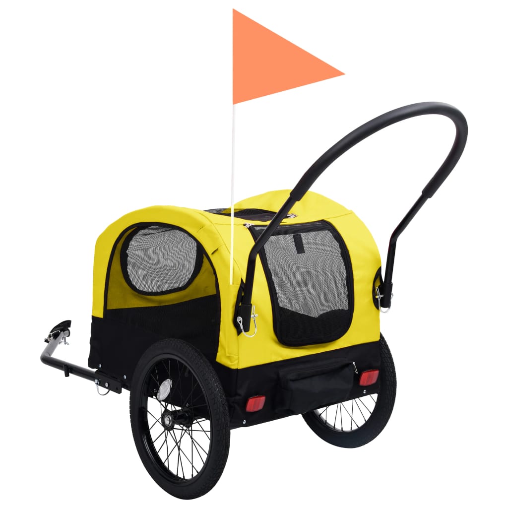 2-in-1 Pet Bike Trailer and Jogging Stroller Yellow and Black