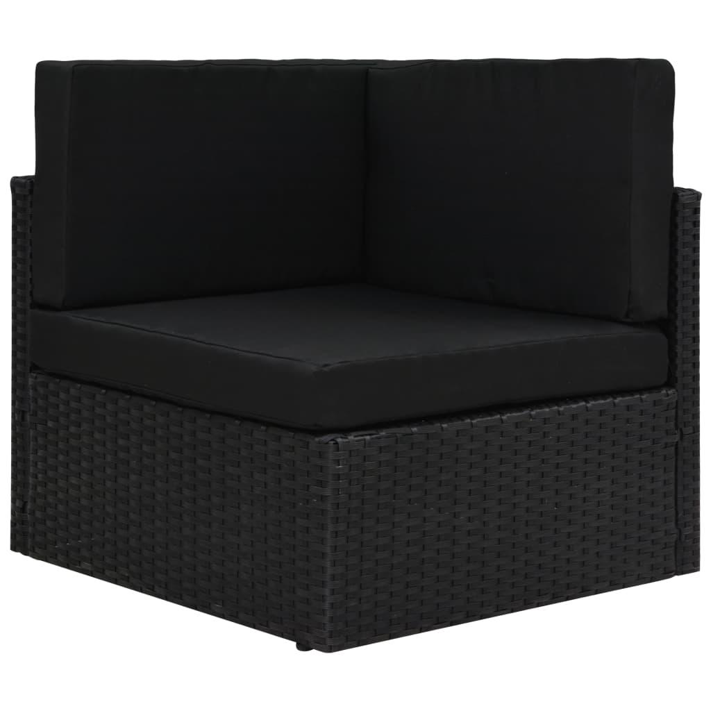 Sectional Corner Sofa Poly Rattan Black