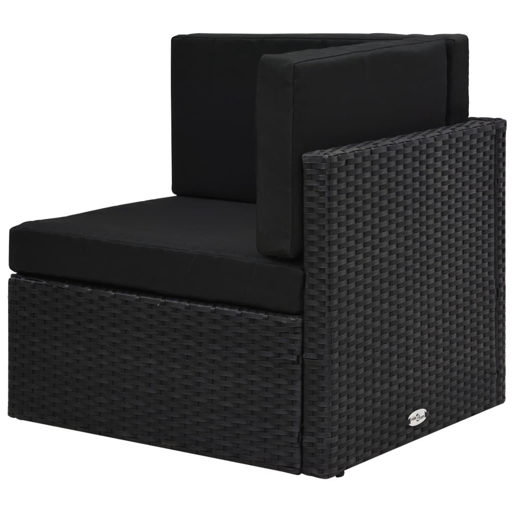 Sectional Corner Sofa Poly Rattan Black