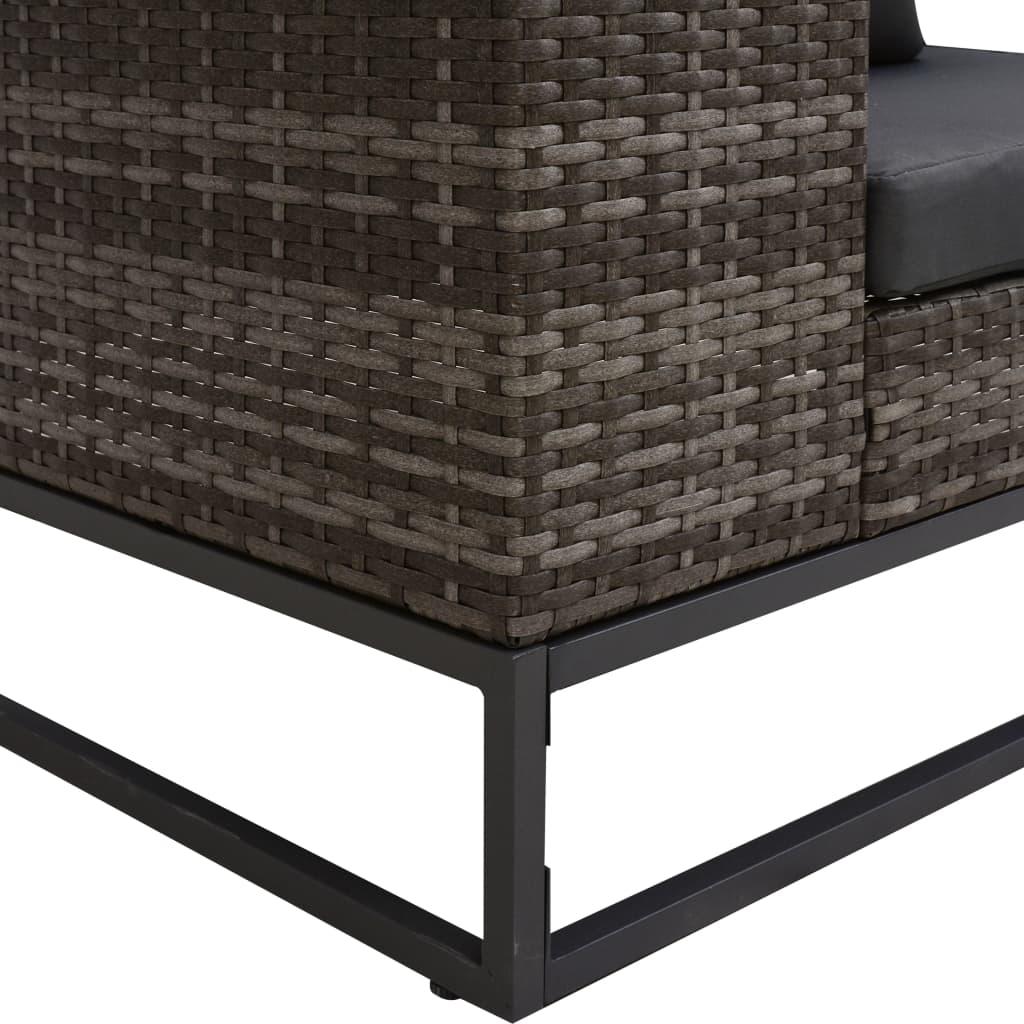 3 Piece Garden Sofa Set with Cushions Poly Rattan Grey