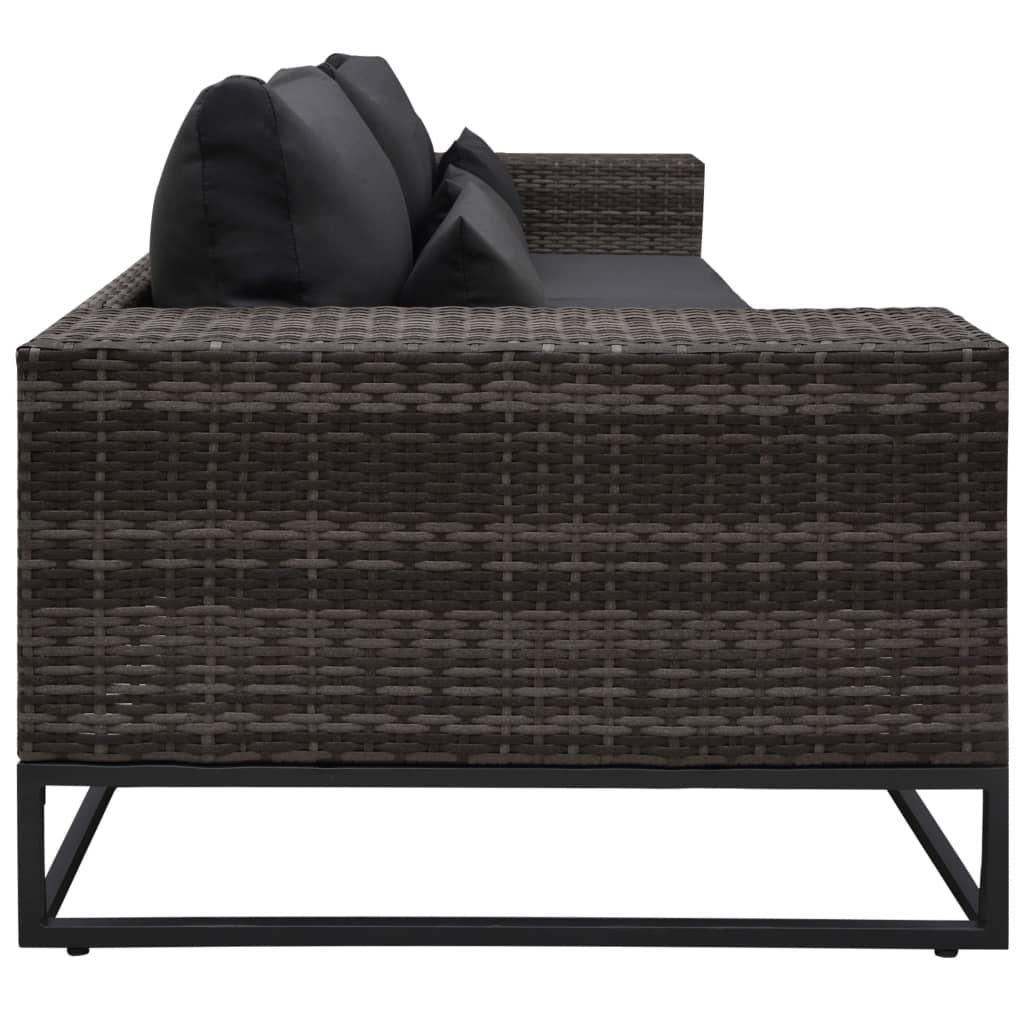 3 Piece Garden Sofa Set with Cushions Poly Rattan Grey