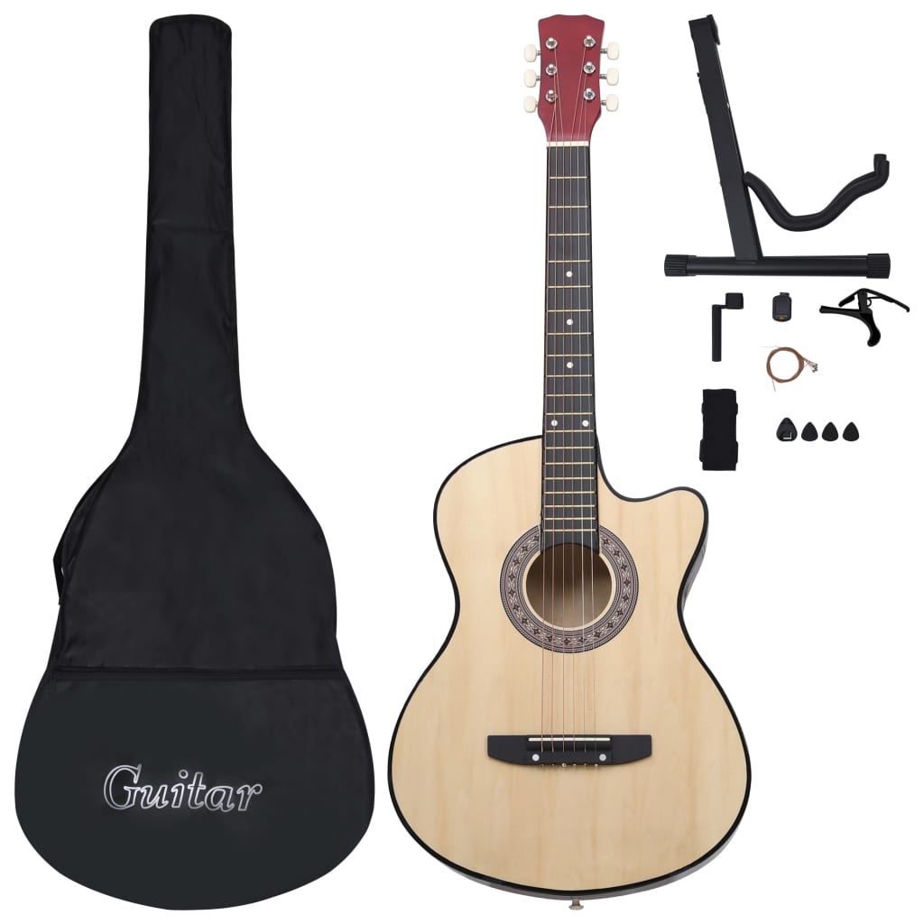 12 Piece Western Acoustic Cutaway Guitar Set with 6 Strings 38"