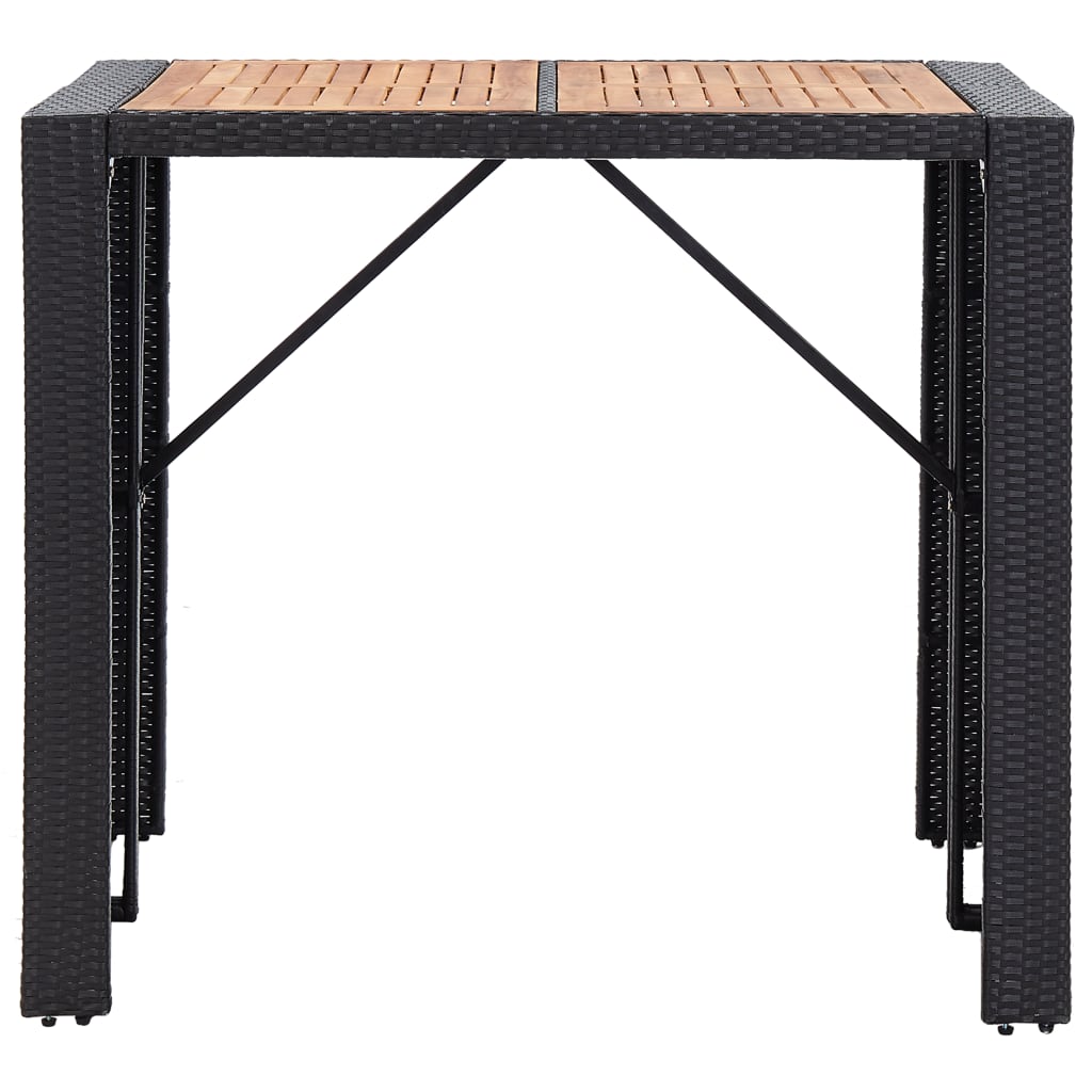 5 Piece Outdoor Bar Set Poly Rattan and Acacia Wood Black
