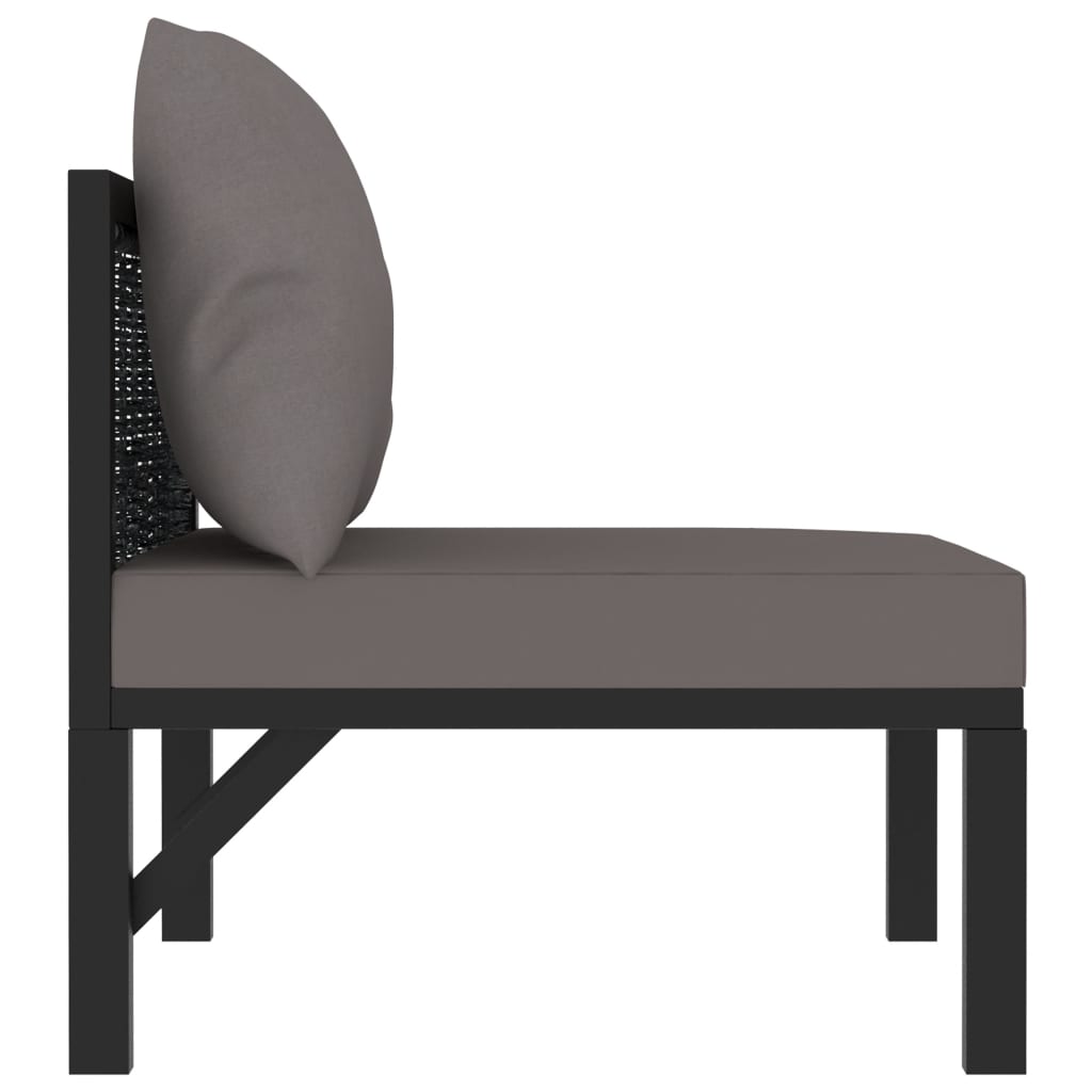 Sectional Middle Sofa with Cushion Poly Rattan Anthracite