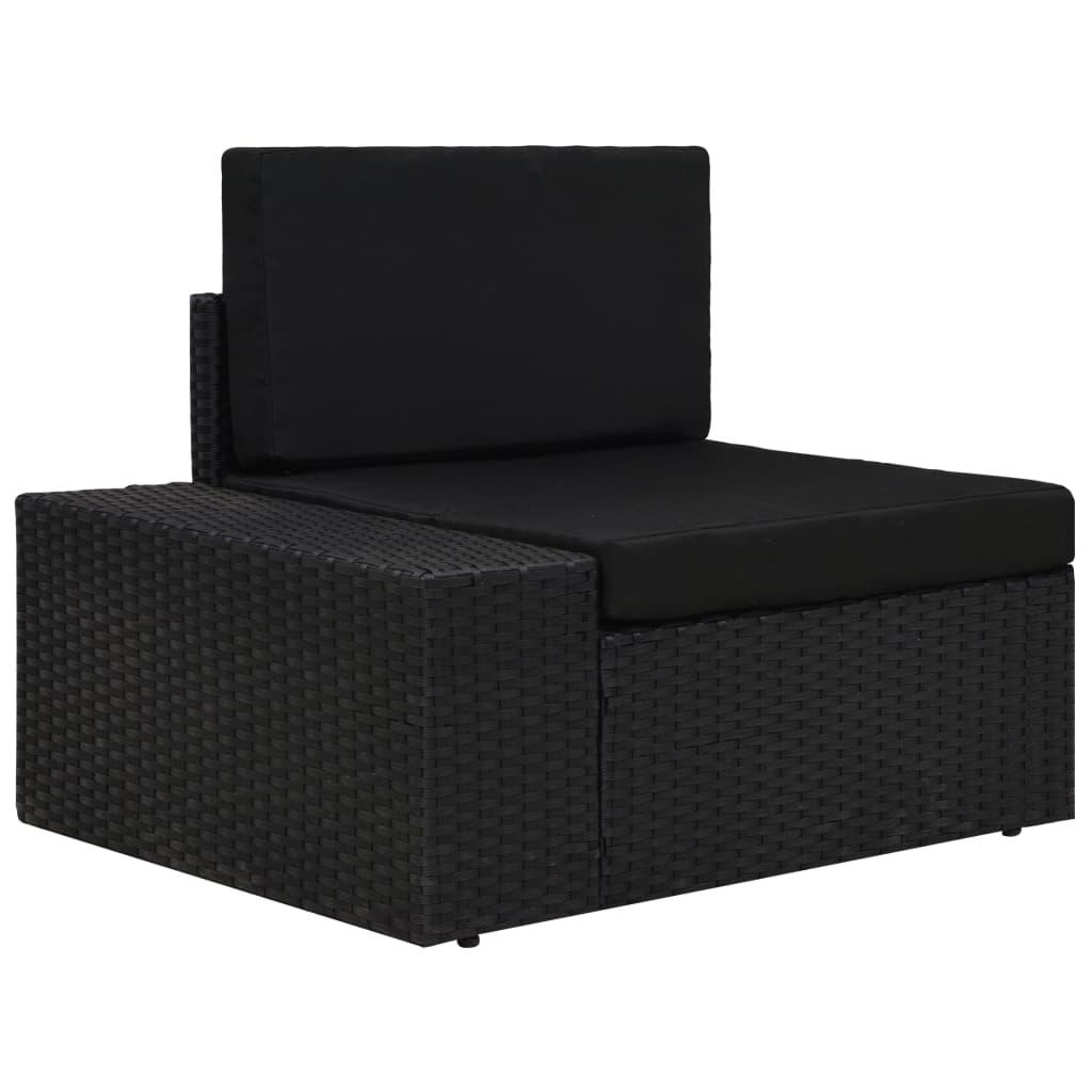 8 Piece Garden Lounge Set Poly Rattan Black