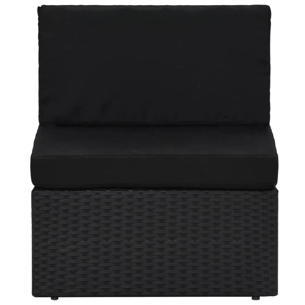 4 Piece Garden Lounge Set Poly Rattan Black