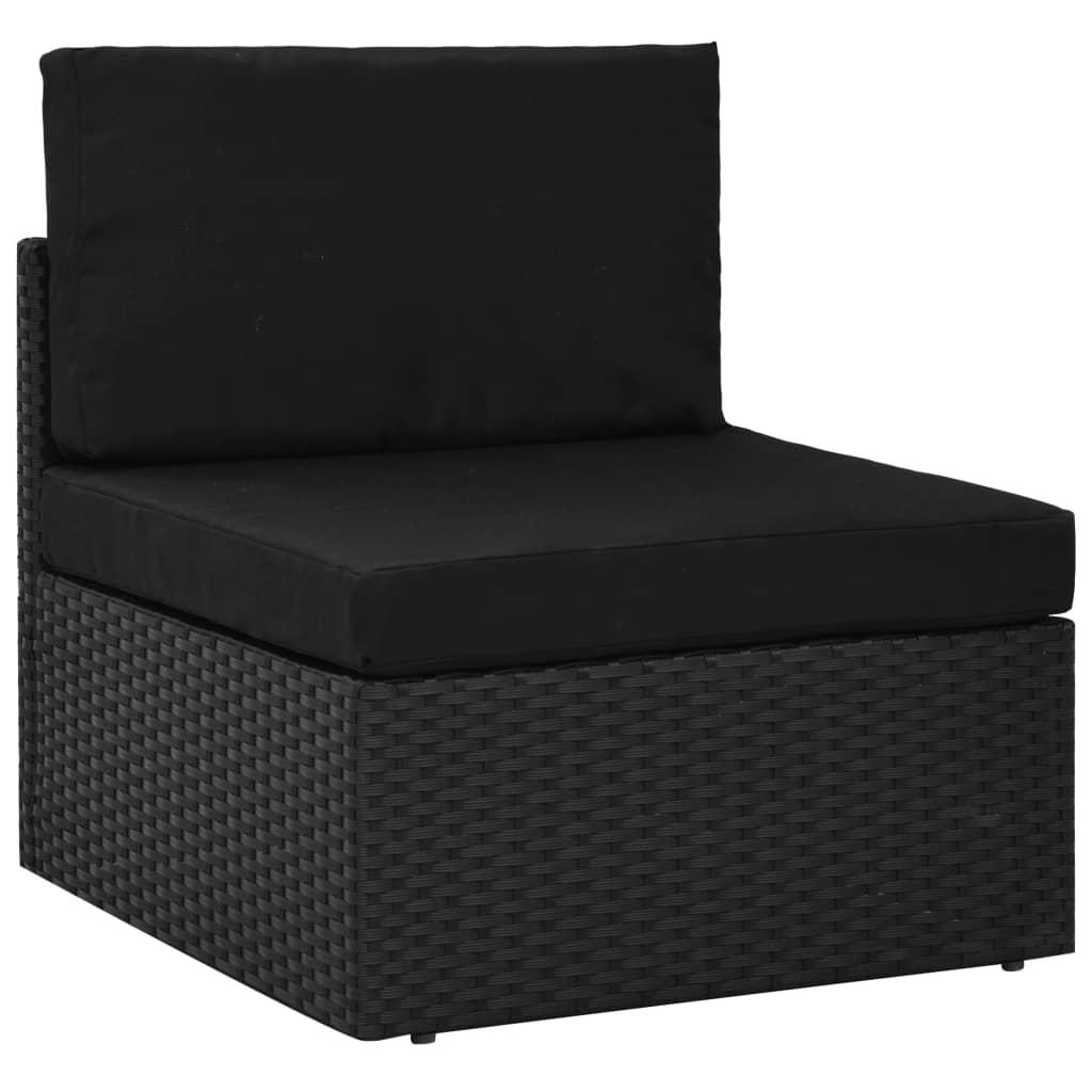 10 Piece Garden Lounge Set Poly Rattan Black