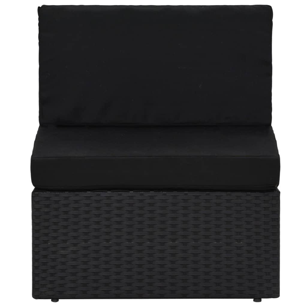 10 Piece Garden Lounge Set Poly Rattan Black