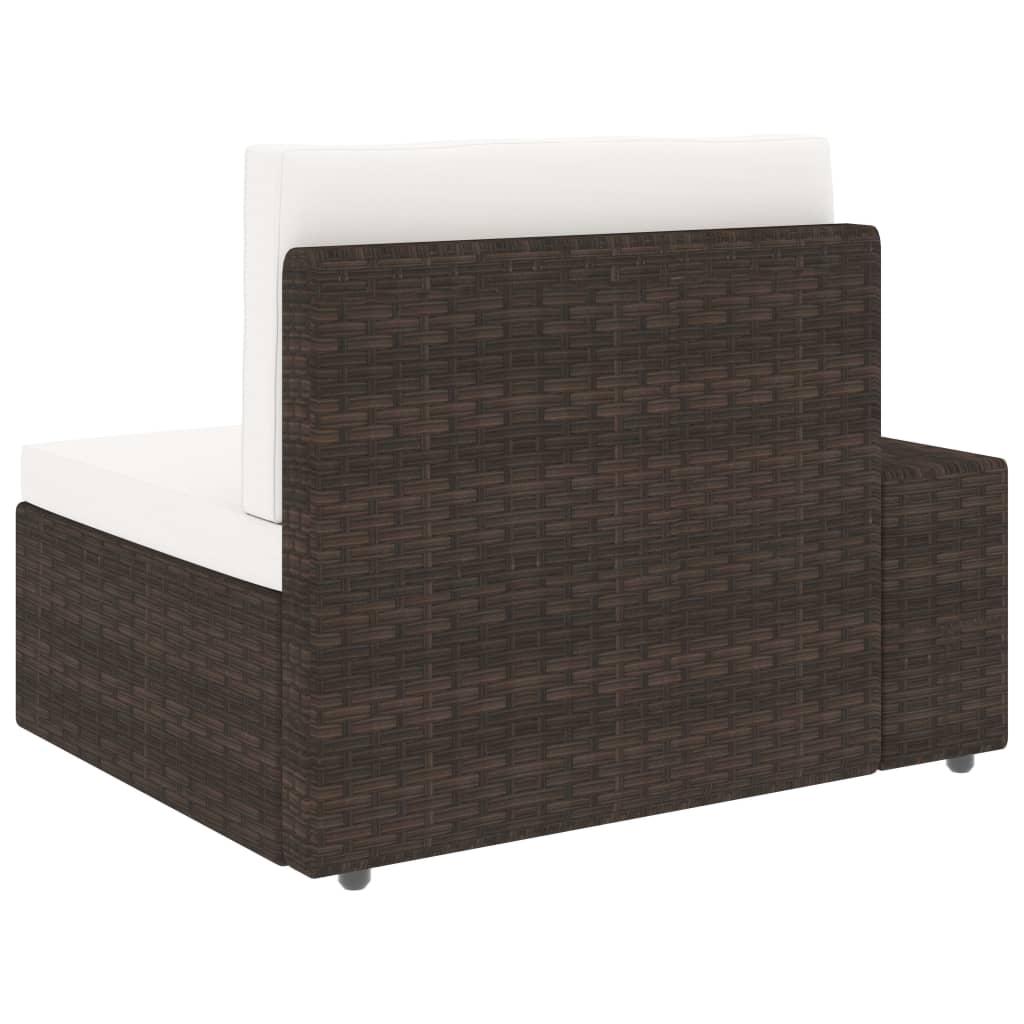 6 Piece Garden Lounge Set Poly Rattan Brown
