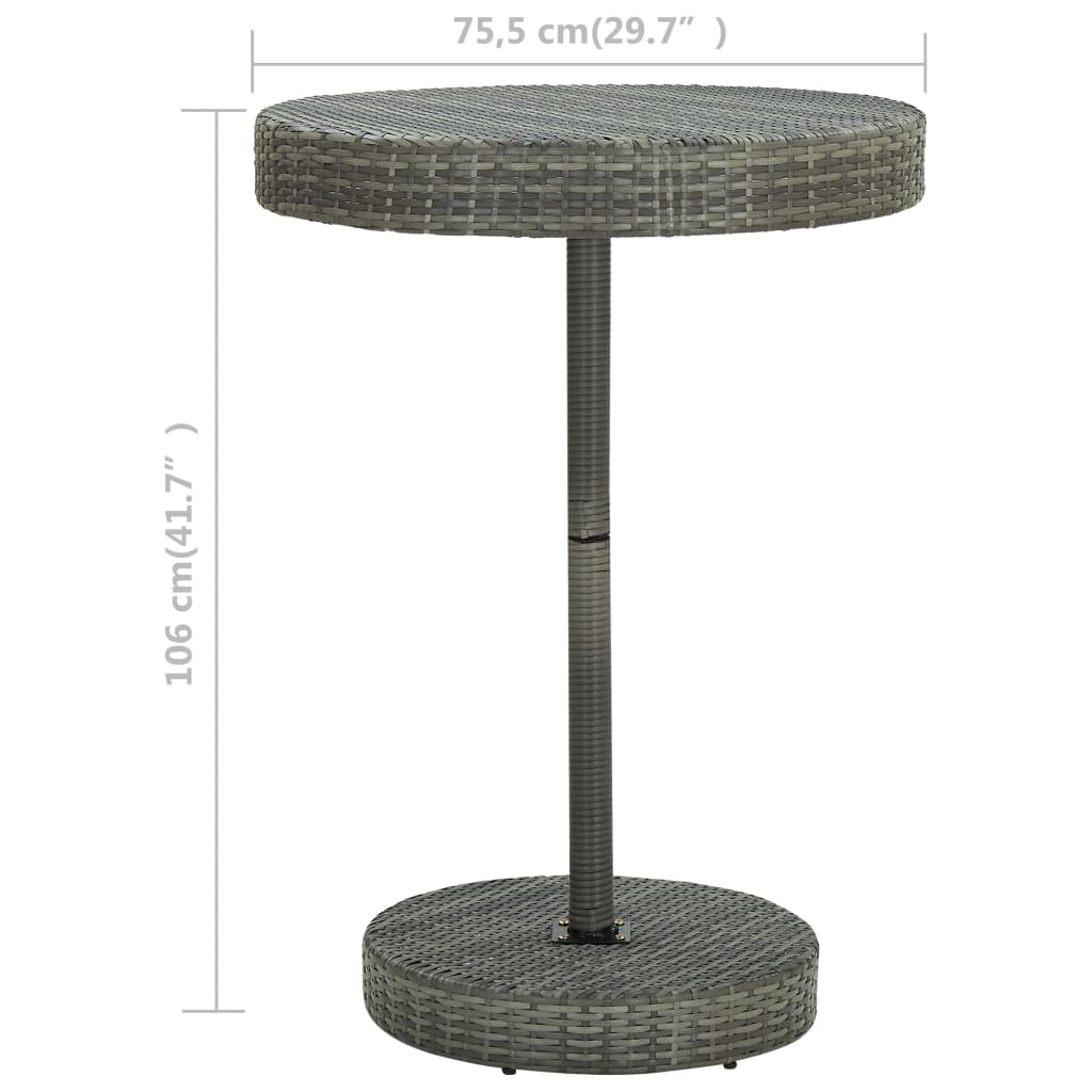Garden Table Grey 75.5x106 cm Poly Rattan