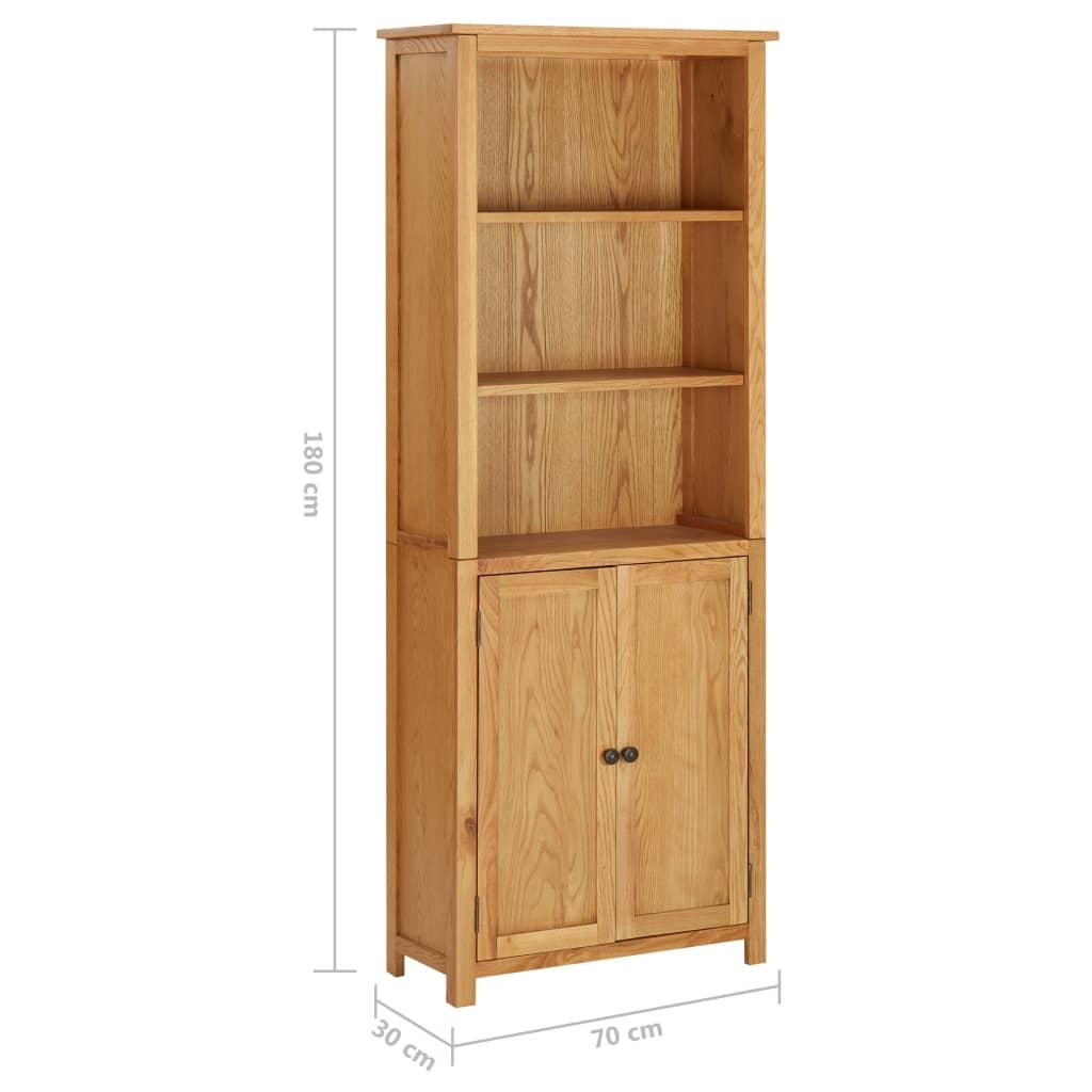 Bookcase with 2 Doors 70x30x180 cm Solid Oak Wood