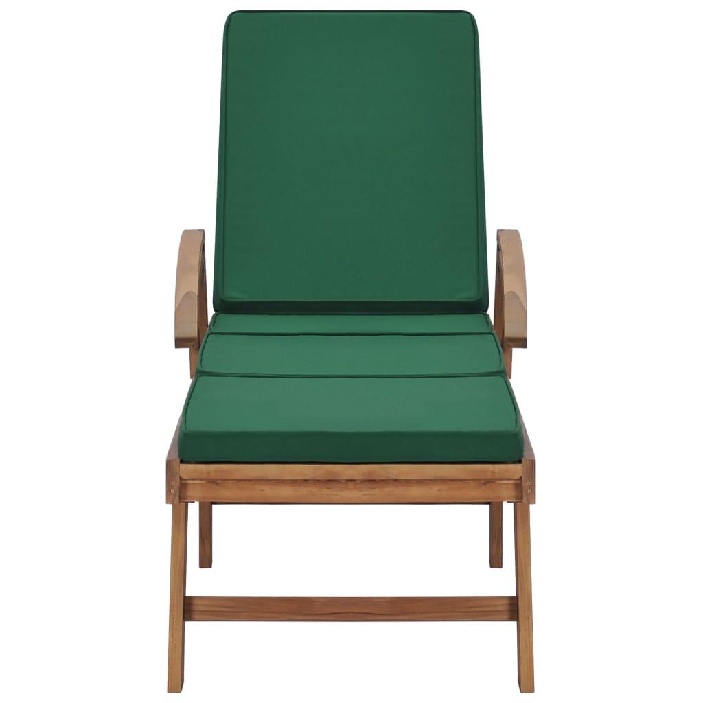 Sun Loungers with Cushions 2 pcs Solid Teak Wood Green