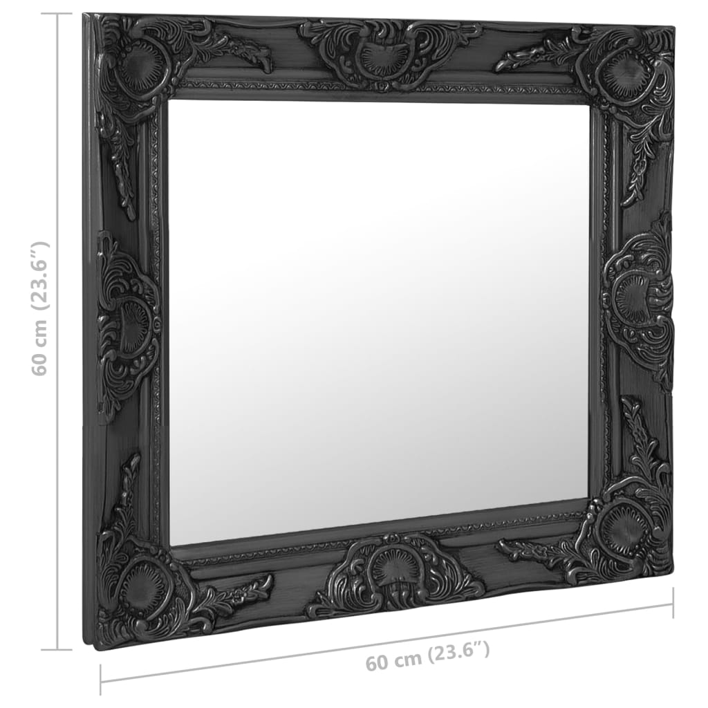Wall Mirror Baroque Style 60x60 cm Black