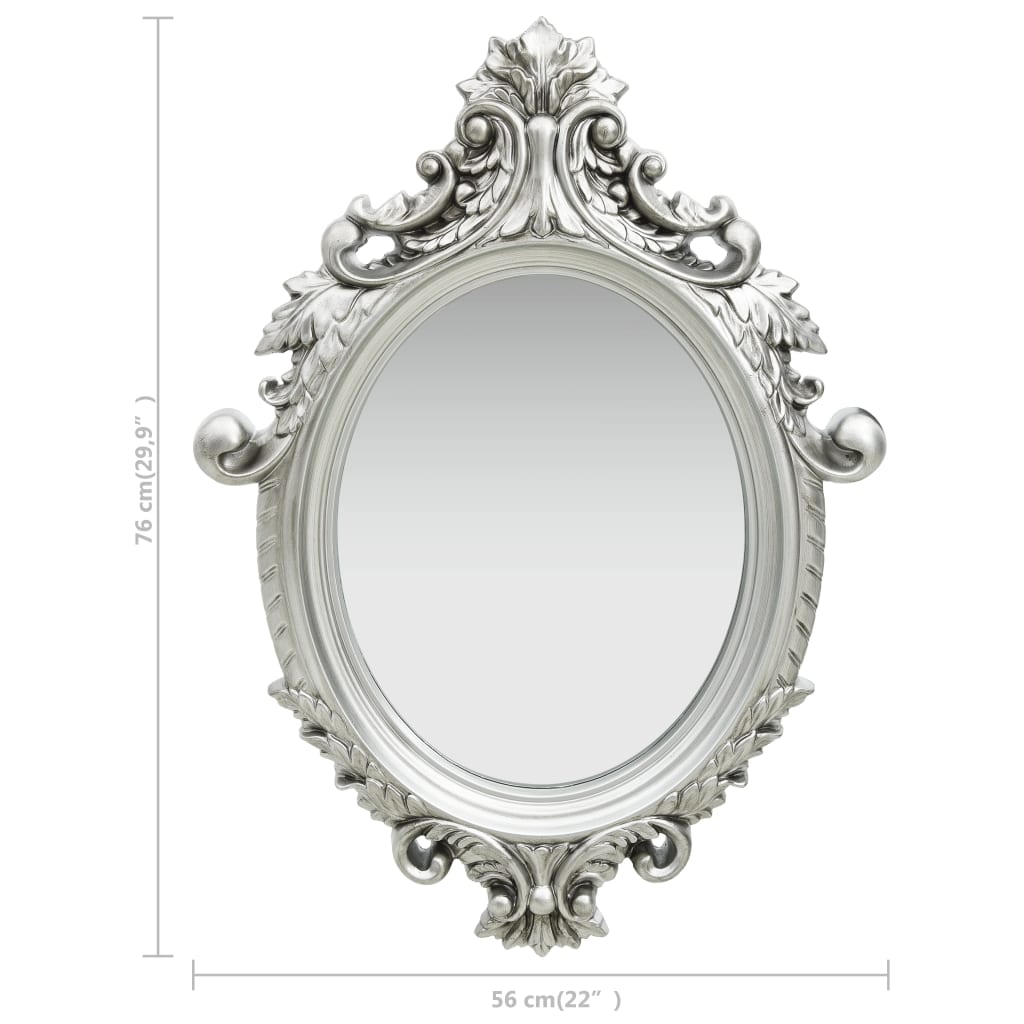 Wall Mirror Castle Style 56x76 cm Silver