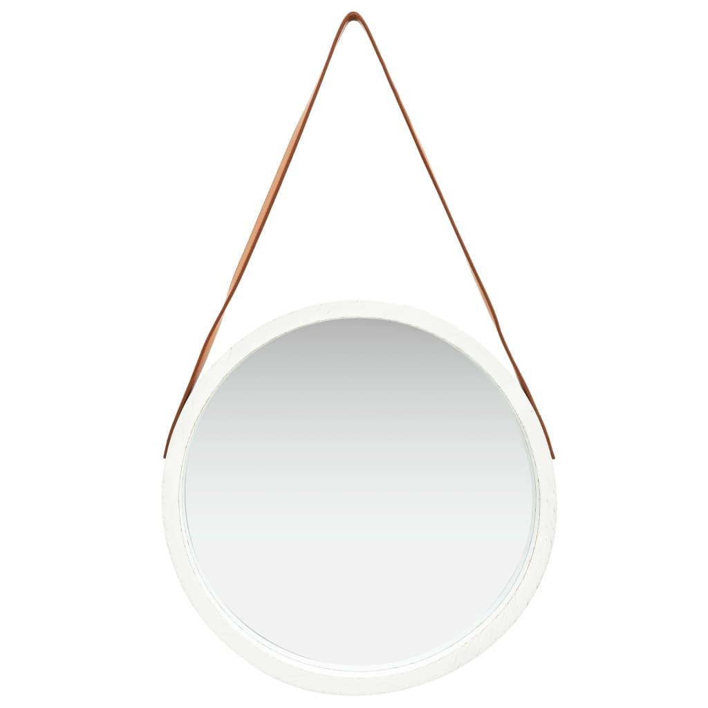 Wall Mirror with Strap 50 cm White