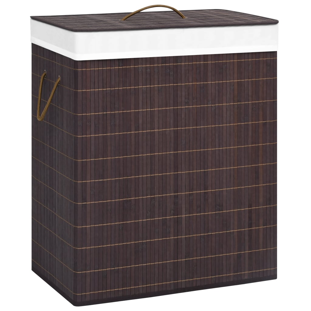 Bamboo Laundry Basket with 2 Sections Brown 100 L