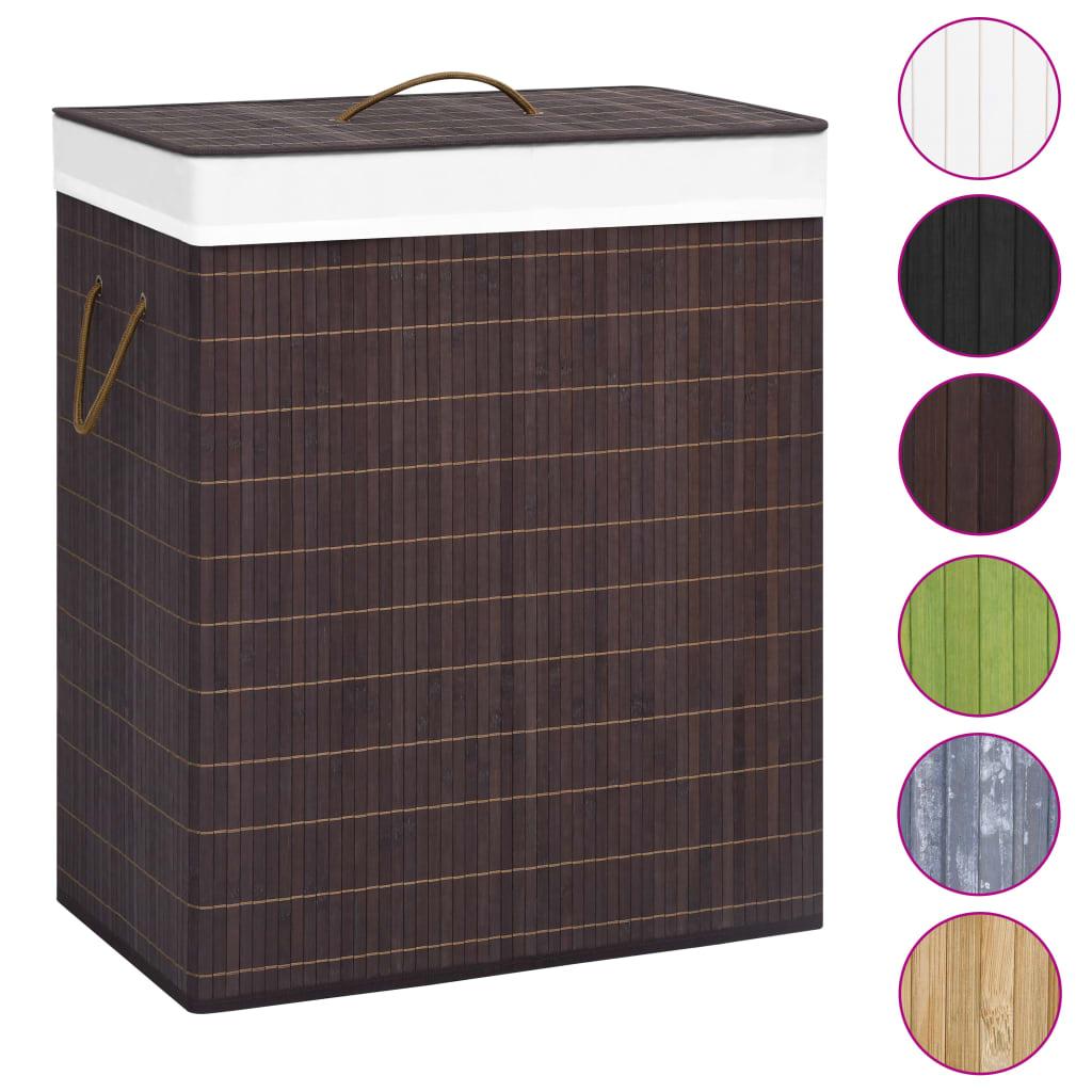 Bamboo Laundry Basket with 2 Sections Brown 100 L