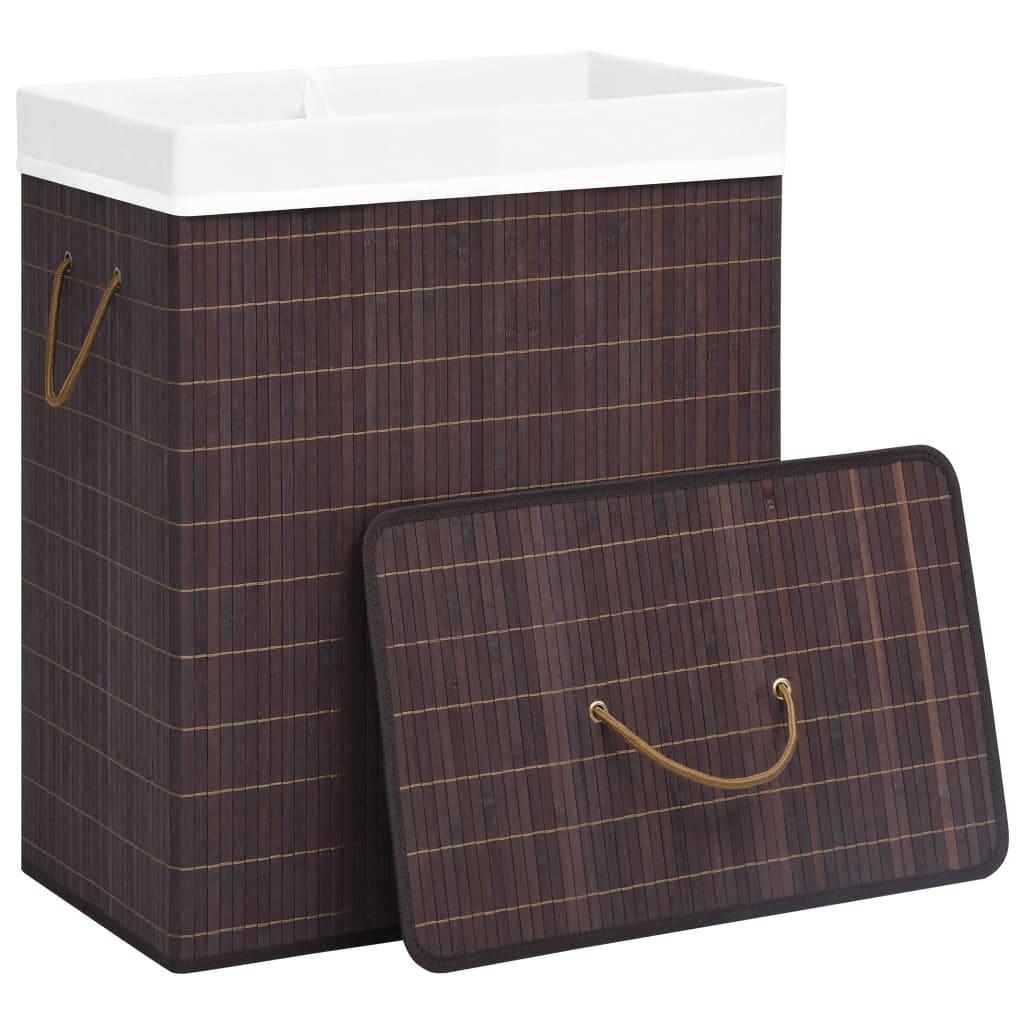Bamboo Laundry Basket with 2 Sections Brown 100 L