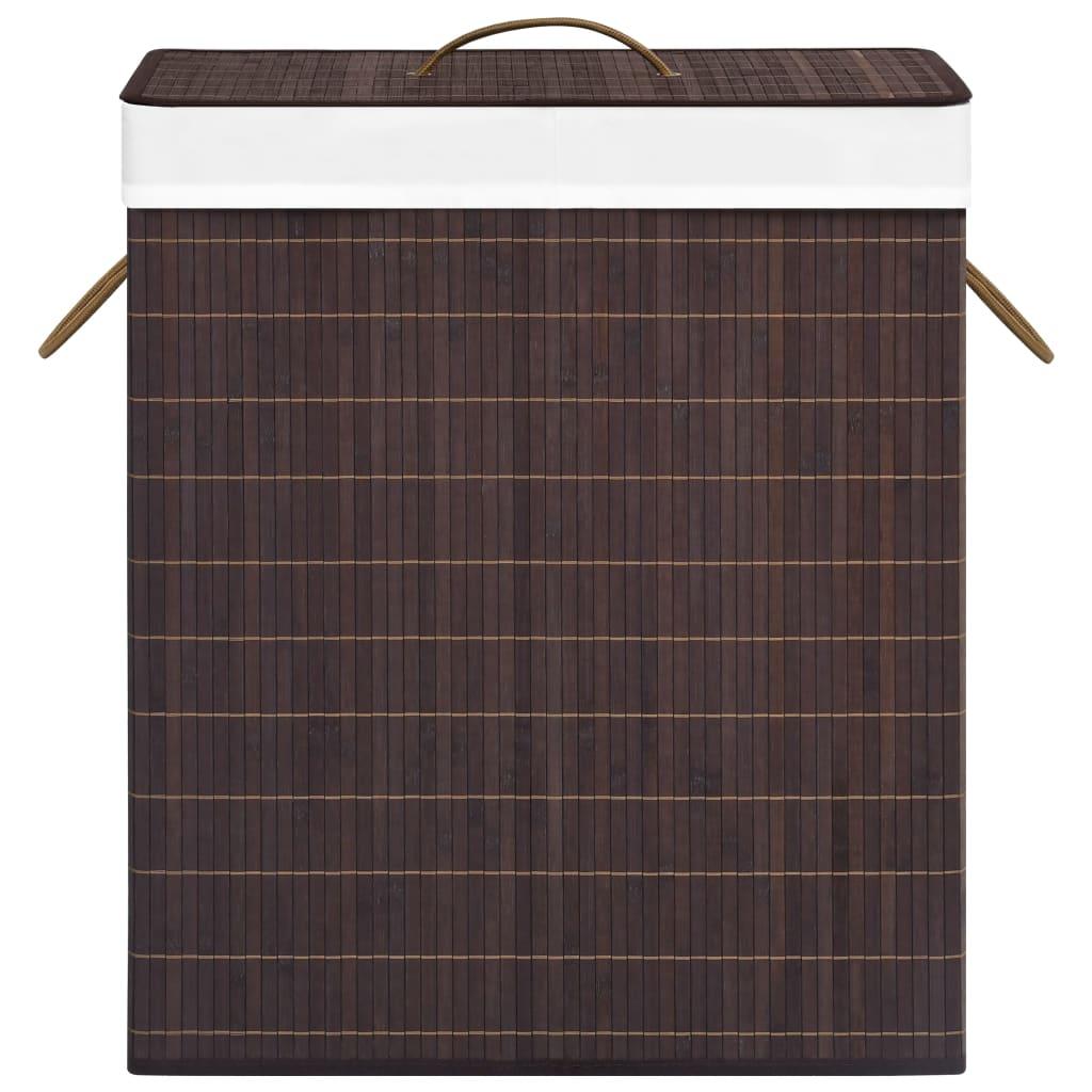 Bamboo Laundry Basket with 2 Sections Brown 100 L