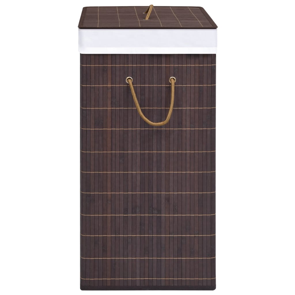 Bamboo Laundry Basket with 2 Sections Brown 100 L