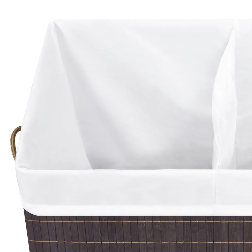 Bamboo Laundry Basket with 2 Sections Brown 100 L