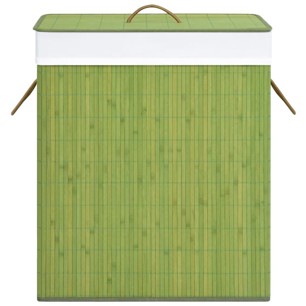 Bamboo Laundry Basket with 2 Sections Green 100 L