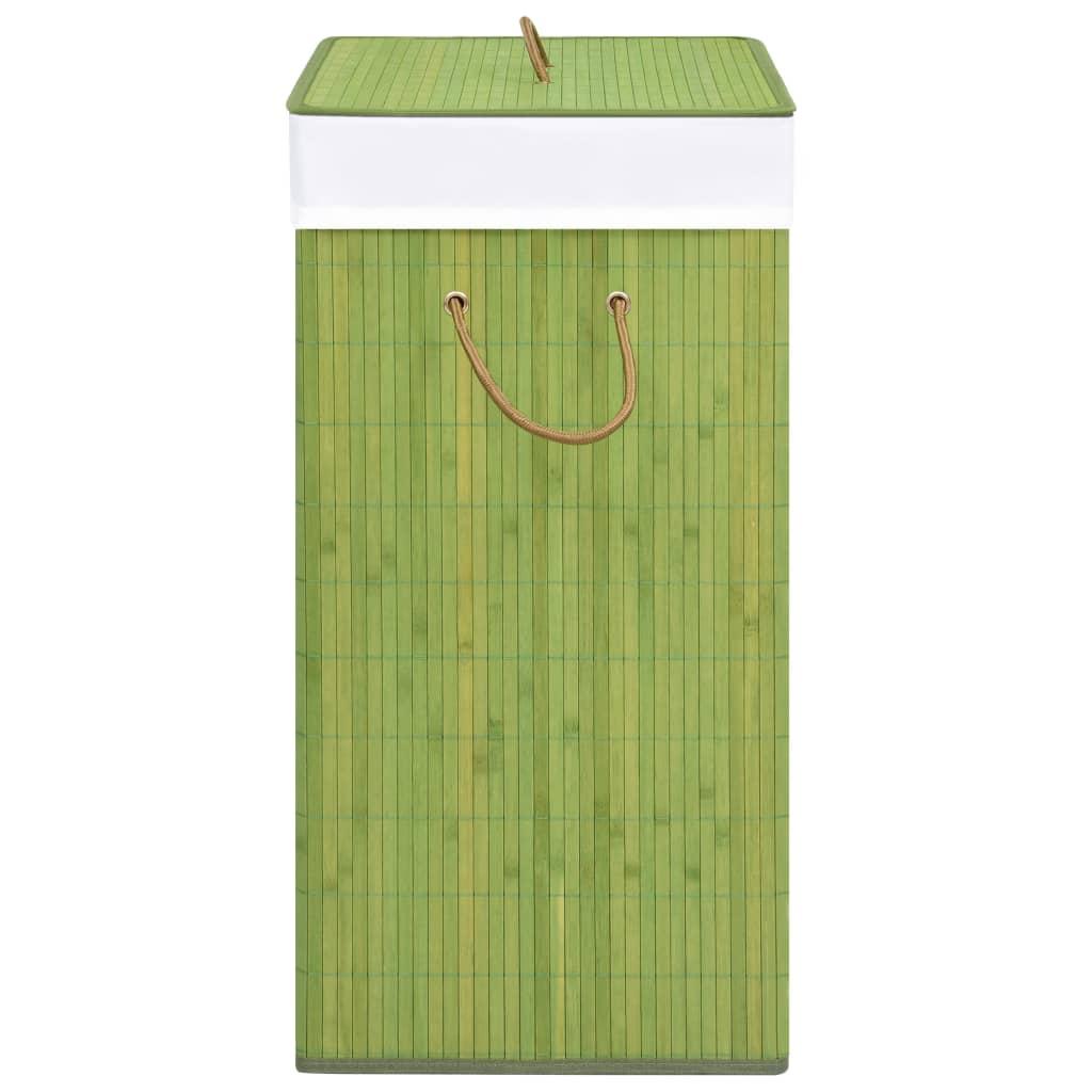 Bamboo Laundry Basket with 2 Sections Green 100 L