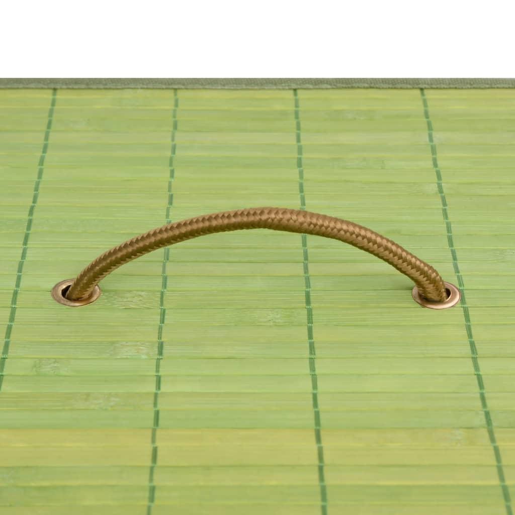 Bamboo Laundry Basket with 2 Sections Green 100 L